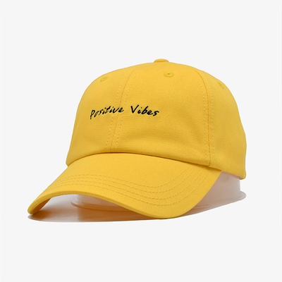 Tessuto di cotone giallo-chiaro di colore dei cappelli del papà di sport all'aperto del ricamo per unisex