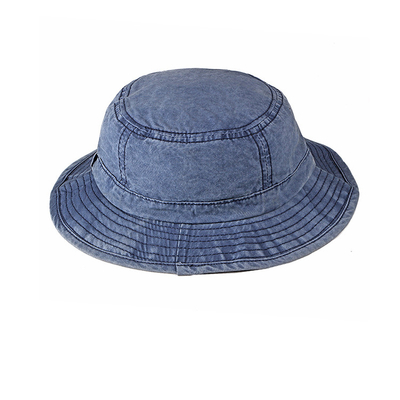 Cappelli del secchio del Boonie del legame delle signore degli uomini blu della tintura, cappello lavato di pesca del denim