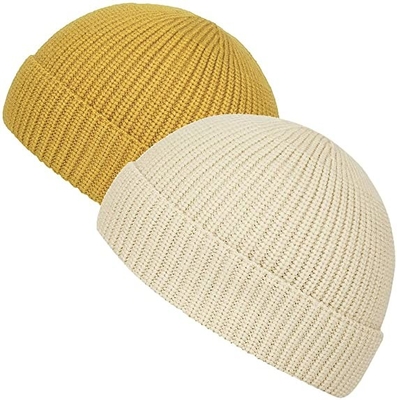 La pianura acrilica gialla tricotta la dimensione adulta di Beanie Hats With Short Brim