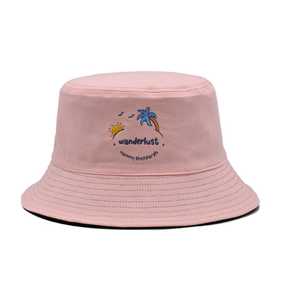 cappello reversibile Logo Embroidery Pink Color su ordinazione casuale del secchio di 58cm