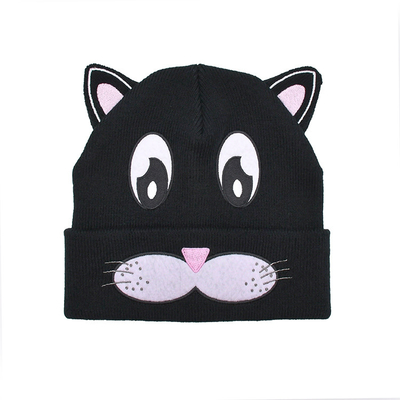 Lo stile del tessuto del poliestere dell'inverno tricotta il cappello Slouchy caldo dei cappelli di Cat Ear Hat Cute Beanie