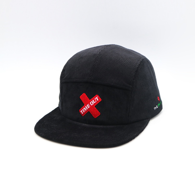 Cappello da camper a 5 pannelli a profilo medio-basso Tessuto in velluto a coste a colori personalizzato