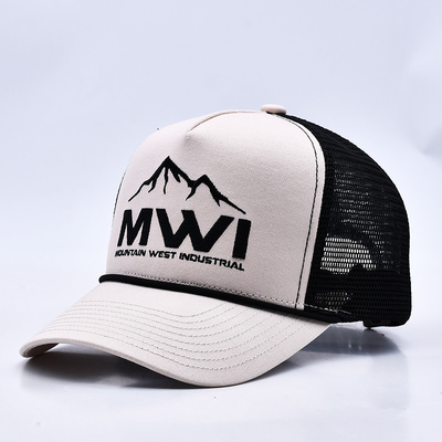 High Profile 3D ricamo corda trucker cappello logo personalizzato reticolato retro trucker cappello