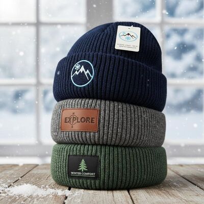 Logo personalizzato Cappelli a maglia con materiale acrilico e circonferenza di 58 cm per il calore invernale
