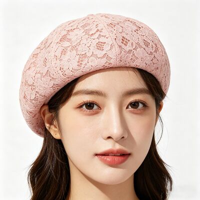 Vintage rosa pizzo beretta modello floreale beretta traspirante cappello con e elegante quotidiano & festa copricapo