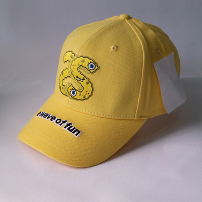 Gli sport giallo limone del fumetto del ricamo 3D/del cappello baseball di applique ricoprono il cappello unisex