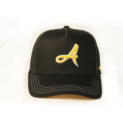 Cappello unisex su ordinazione del cappuccio del camionista di 5 pannelli, cappello nero su misura della maglia del ricamo 3D