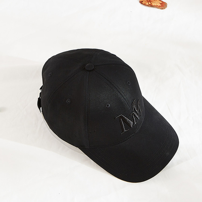 Colore nero dei berretti da baseball ricamato saia in bianco del cotone del modello