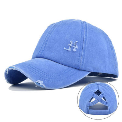 Berretto da baseball regolabile afflitto lavato dell'alto cappello della coda di cavallo del denim del cotone delle donne