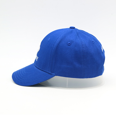 Cappello ricamato blu piano 100% del bordo curvo saia del cotone di 6 berretti da baseball dei pannelli 3D