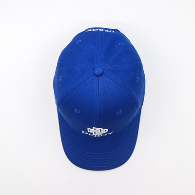Cappello ricamato blu piano 100% del bordo curvo saia del cotone di 6 berretti da baseball dei pannelli 3D