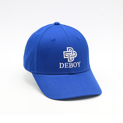 Cappello ricamato blu piano 100% del bordo curvo saia del cotone di 6 berretti da baseball dei pannelli 3D