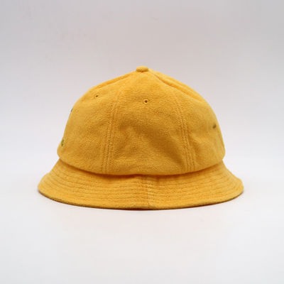 Cappello giallo di pesca del cotone del ricamo del cappello unisex piano del secchio