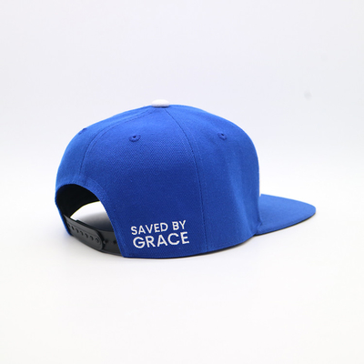 Colore blu del bordo di Snapback dei cappelli dei pannelli di plastica piani adulti della chiusura 6