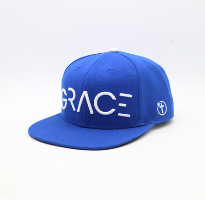 Colore blu del bordo di Snapback dei cappelli dei pannelli di plastica piani adulti della chiusura 6