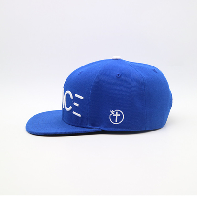 Colore blu del bordo di Snapback dei cappelli dei pannelli di plastica piani adulti della chiusura 6