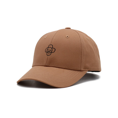 Berretti da baseball ricamati saia 100% del cotone Brown 6 cappelli del pannello