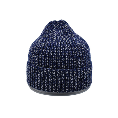 60cm che l'inverno Beanie Hat Men Reflective Yarn tricotta la morbidezza del cranio calda piegano il polsino Beanie Caps quotidiano