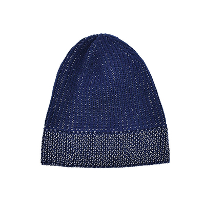 60cm che l'inverno Beanie Hat Men Reflective Yarn tricotta la morbidezza del cranio calda piegano il polsino Beanie Caps quotidiano