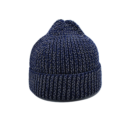 60cm che l'inverno Beanie Hat Men Reflective Yarn tricotta la morbidezza del cranio calda piegano il polsino Beanie Caps quotidiano