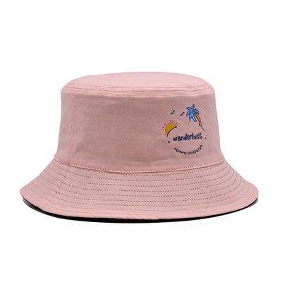 cappello reversibile Logo Embroidery Pink Color su ordinazione casuale del secchio di 58cm