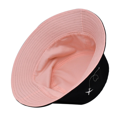 cappello reversibile Logo Embroidery Pink Color su ordinazione casuale del secchio di 58cm