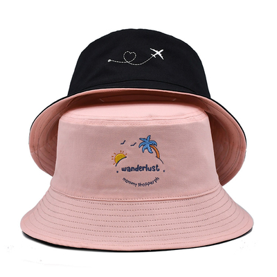 cappello reversibile Logo Embroidery Pink Color su ordinazione casuale del secchio di 58cm