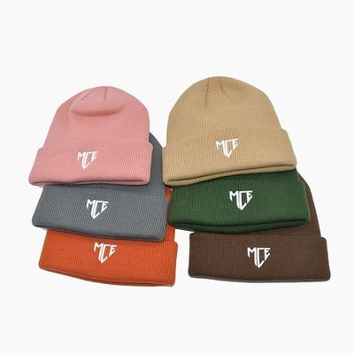Ricamo Logo Knit Beanie Hats Custom 100% Beanie Cap acrilico 58CM