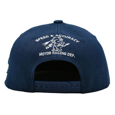 Il logo su misura 3D del cappuccio piano del pannello dell'acrilico sei dei blu navy ha ricamato il cappuccio di Snapback