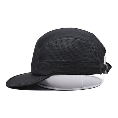 Cappuccio di nylon del campeggiatore del pannello respirabile su ordinazione di Mesh Running Hat 5 con ricamo