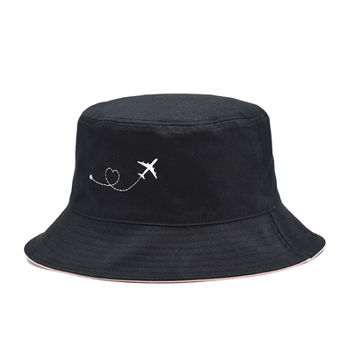 La doppia attività su ordinazione parteggiata di logo di viaggio del cappello del secchio ha ricamato il cappello del bacino della protezione solare del parasole
