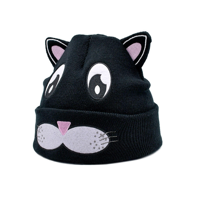 Lo stile del tessuto del poliestere dell'inverno tricotta il cappello Slouchy caldo dei cappelli di Cat Ear Hat Cute Beanie