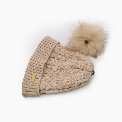 Il ricamo unisex tricotta Beanie Hats In White Chunky che il cavo tricotta il cappello caldo molle del pompon