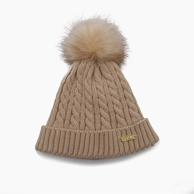 Il ricamo unisex tricotta Beanie Hats In White Chunky che il cavo tricotta il cappello caldo molle del pompon