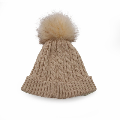 Il ricamo unisex tricotta Beanie Hats In White Chunky che il cavo tricotta il cappello caldo molle del pompon