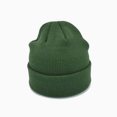 Cappuccio acrilico a nervatura personalizzato Logo ricamato Verde Cappello da sci invernale Piano