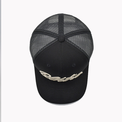 All Seasons 6 Panel Trucker Mesh Cap con ricamo del logo 3D