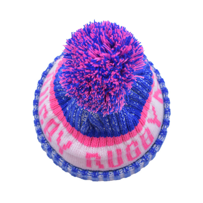 100% Acrilico Pom Magliato Fashion Beanie Hat Custom OEM Jacquard Logo