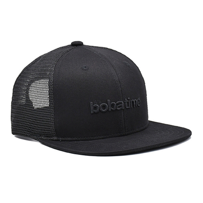 Cappuccio da camion unisex di cotone traspirante a 6 pannelli con logo ricamato ed etichetta tessuta