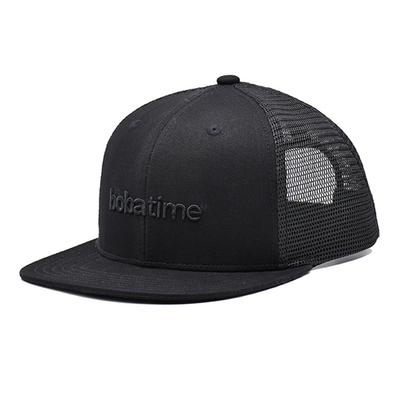Cappuccio da camion unisex di cotone traspirante a 6 pannelli con logo ricamato ed etichetta tessuta