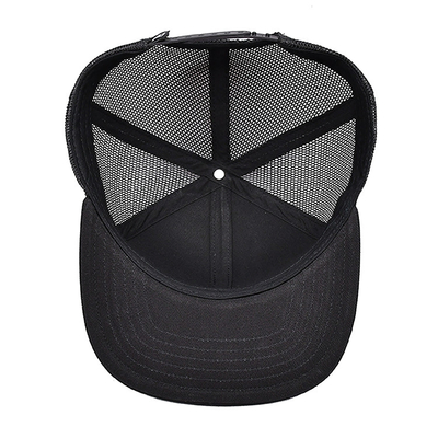Cappuccio da camion unisex di cotone traspirante a 6 pannelli con logo ricamato ed etichetta tessuta