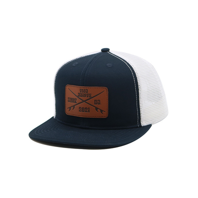 Occhiali ricamati personalizzati 6 pannello Trucker Cap con visore pre curvo