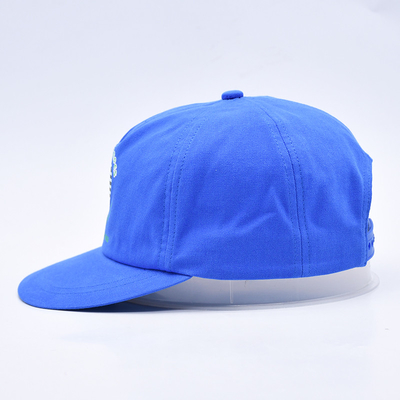 Cappelli snapback stampati su misura di alta qualità blu non strutturati 5 pannelli a bordo piatto per uomo
