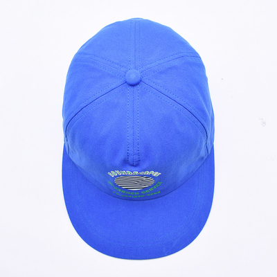 Cappelli snapback stampati su misura di alta qualità blu non strutturati 5 pannelli a bordo piatto per uomo