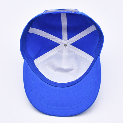 Cappelli snapback stampati su misura di alta qualità blu non strutturati 5 pannelli a bordo piatto per uomo