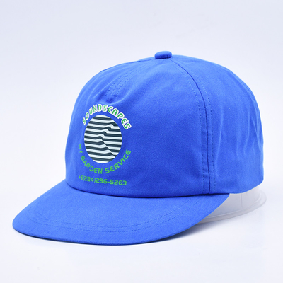 Cappelli snapback stampati su misura di alta qualità blu non strutturati 5 pannelli a bordo piatto per uomo