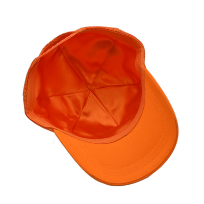 Unisex 5 Panel Trucker Cap Custom 3d ricamato bordo curvo satinato rivestito cappelli a maglia arancione