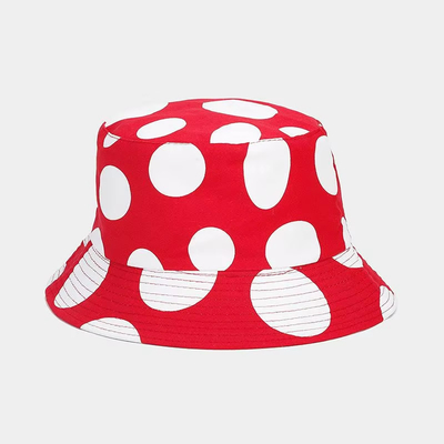 2025 Cotton Cartoon Funghi Stampa Cappello da Boccone Cappello da Pescatore Cappello da Viaggio Esterno Cappello da Sole per Uomini e Donne