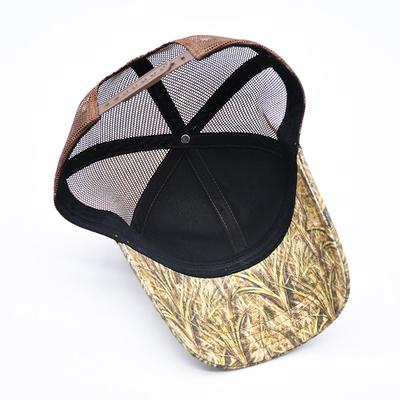 Fashion Design Curved Brim Sport 6 Panel Trucker Mesh Hat Custom 3d ricamo Camo Trucker Cap