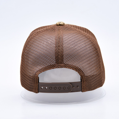 Fashion Design Curved Brim Sport 6 Panel Trucker Mesh Hat Custom 3d ricamo Camo Trucker Cap
